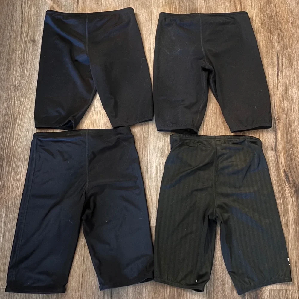Speedo Swim Jammers Men 30 Black Excellent Endurance+ Training Bundle 4
